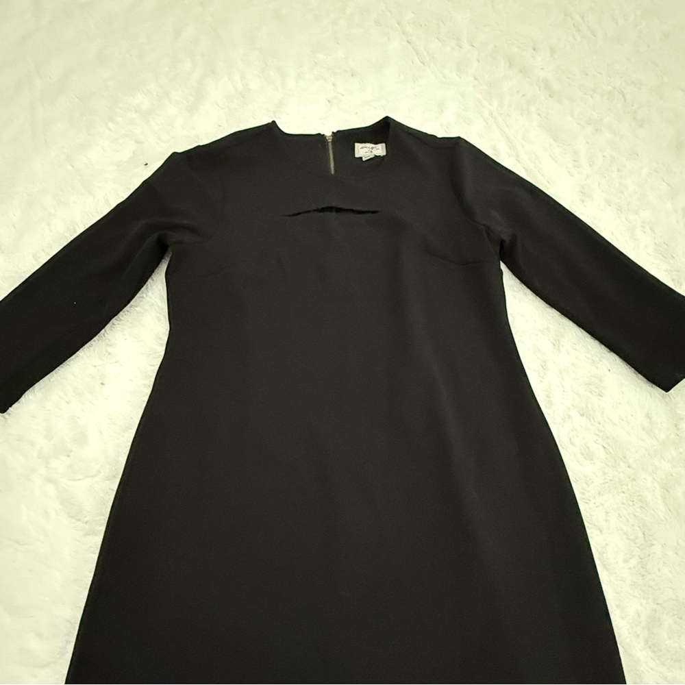 Beige by eci Black Sheath Dress with Mandarin Collar